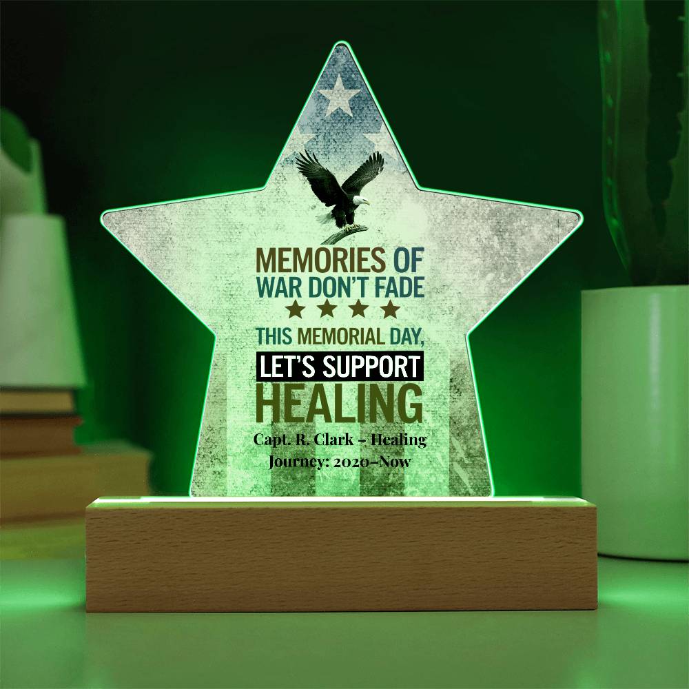 Memories Of War Don't Fade Star Plaque, Memorial Day, PTSD Awareness, Veteran Honor - MySisterIsASurvivor