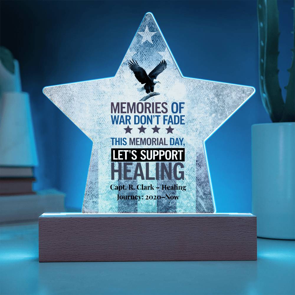 Memories Of War Don't Fade Star Plaque, Memorial Day, PTSD Awareness, Veteran Honor - MySisterIsASurvivor