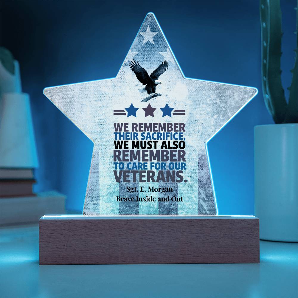We Remember Their Sacrifice Star Plaque, Custom Memorial Day, PTSD Support - MySisterIsASurvivor