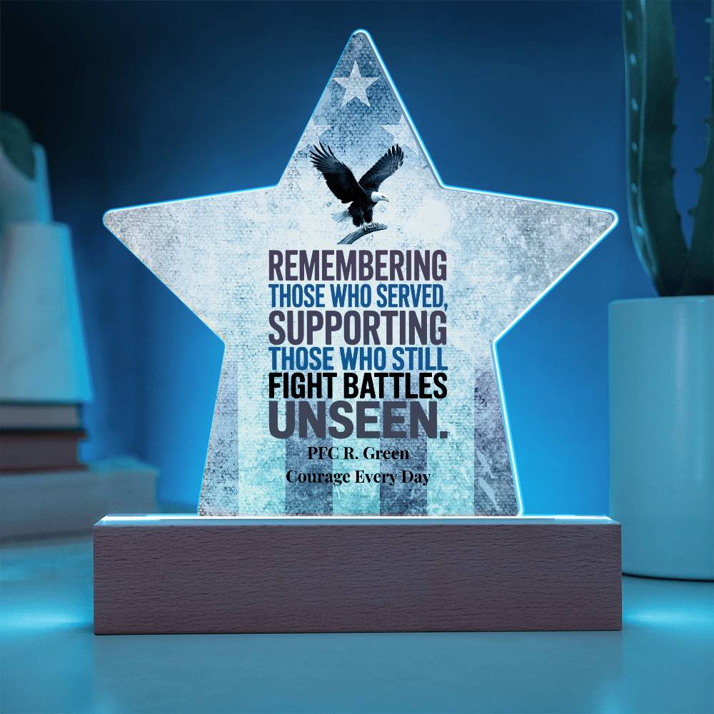 Remembering Those Who Served Star Plaque, Custom Tribute, PTSD Awareness - MySisterIsASurvivor