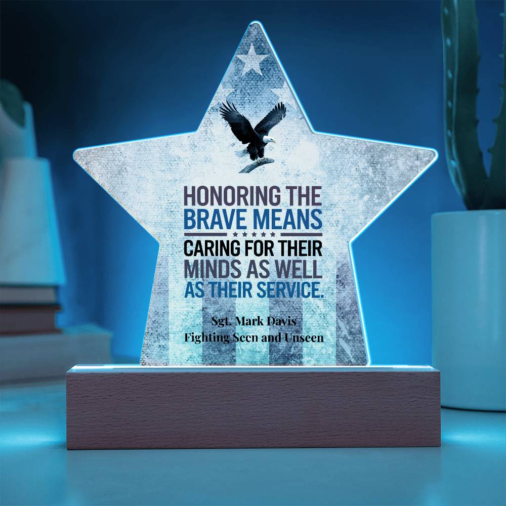 Honoring The Brave Star Plaque, Personalized Memorial Day & PTSD Awareness - MySisterIsASurvivor