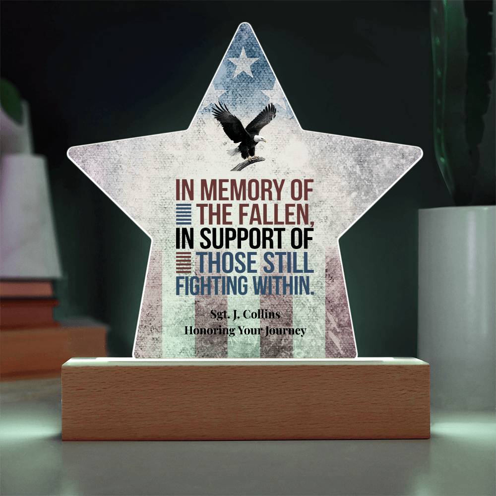 In Memory of the Fallen Star Plaque, Custom PTSD Support & Military Tribute - MySisterIsASurvivor