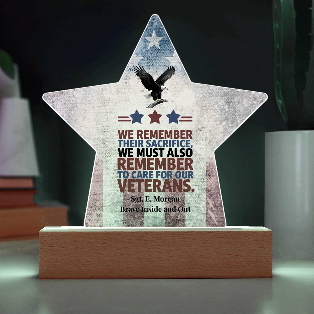 We Remember Their Sacrifice Star Plaque, Custom Memorial Day, PTSD Support - MySisterIsASurvivor