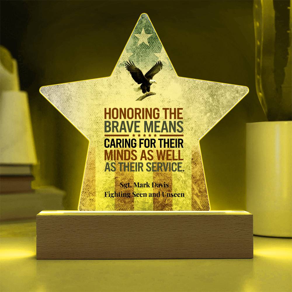 Honoring The Brave Star Plaque, Personalized Memorial Day & PTSD Awareness - MySisterIsASurvivor