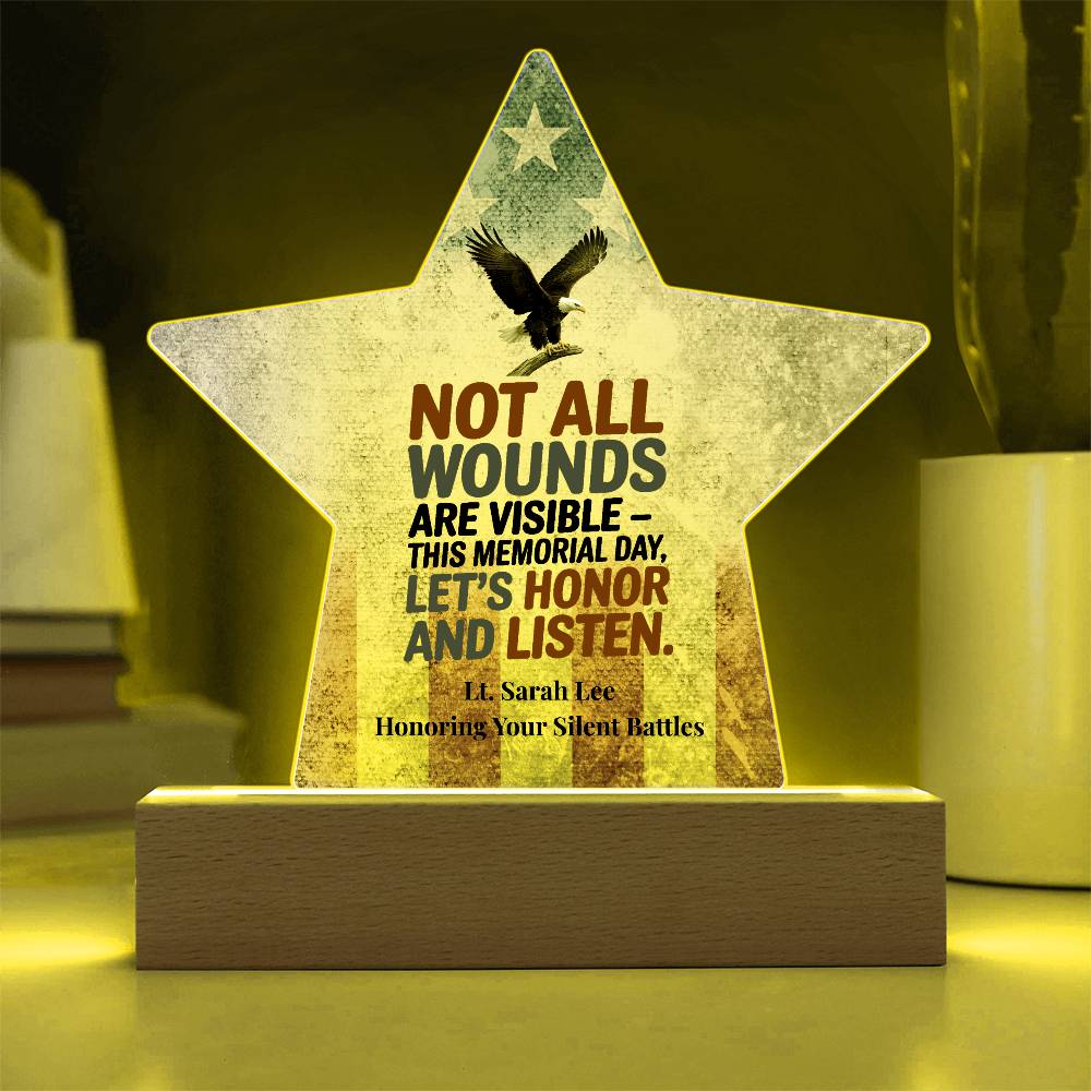Not All Wounds Are Visible Star Plaque, PTSD Support & Military Tribute - MySisterIsASurvivor