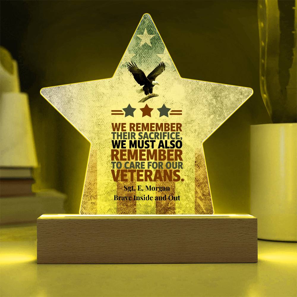 We Remember Their Sacrifice Star Plaque, Custom Memorial Day, PTSD Support - MySisterIsASurvivor