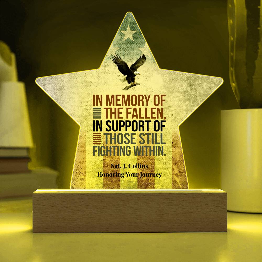 In Memory of the Fallen Star Plaque, Custom PTSD Support & Military Tribute - MySisterIsASurvivor