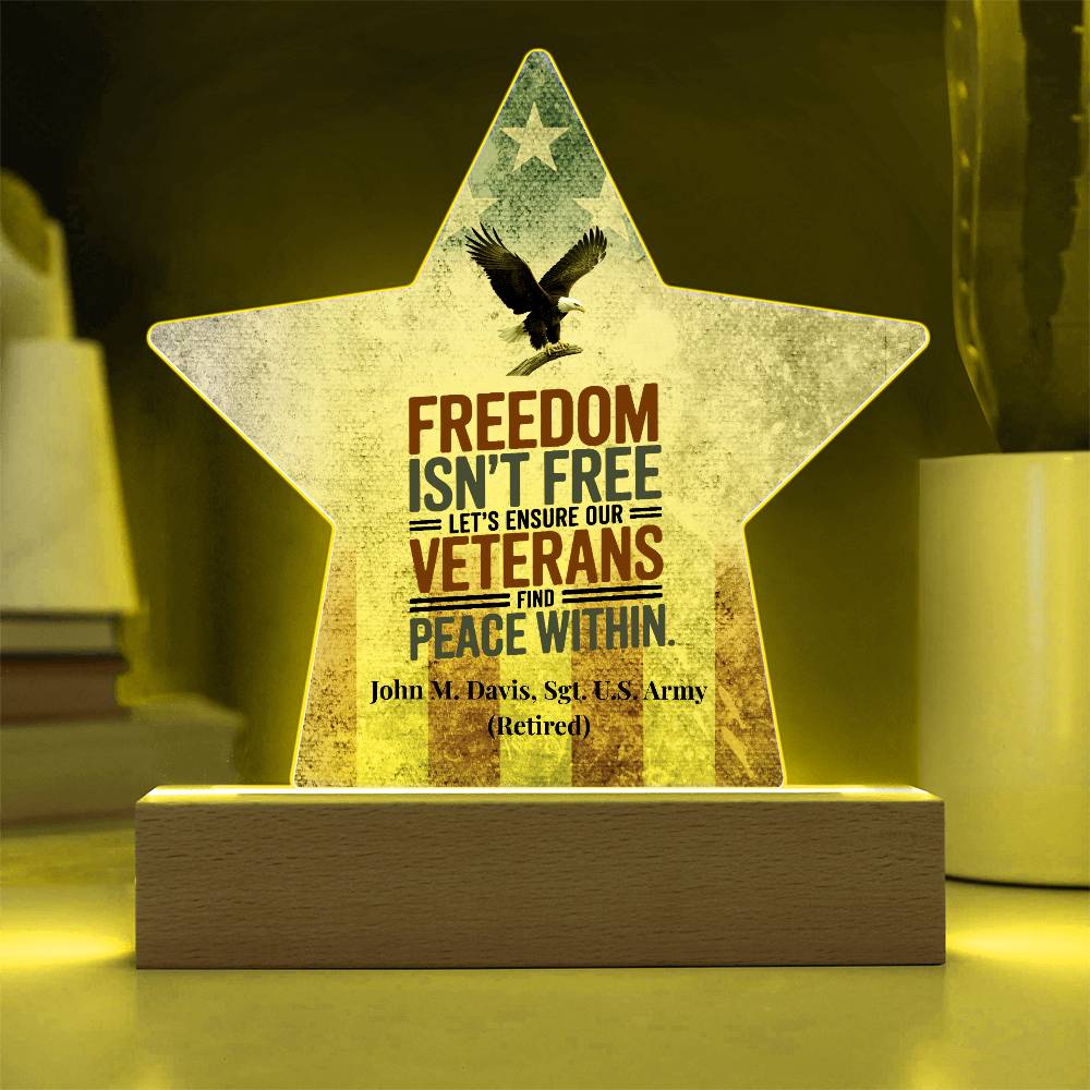 Freedom Isn't Free Star Plaque, Memorial Day & PTSD Support Tribute - MySisterIsASurvivor