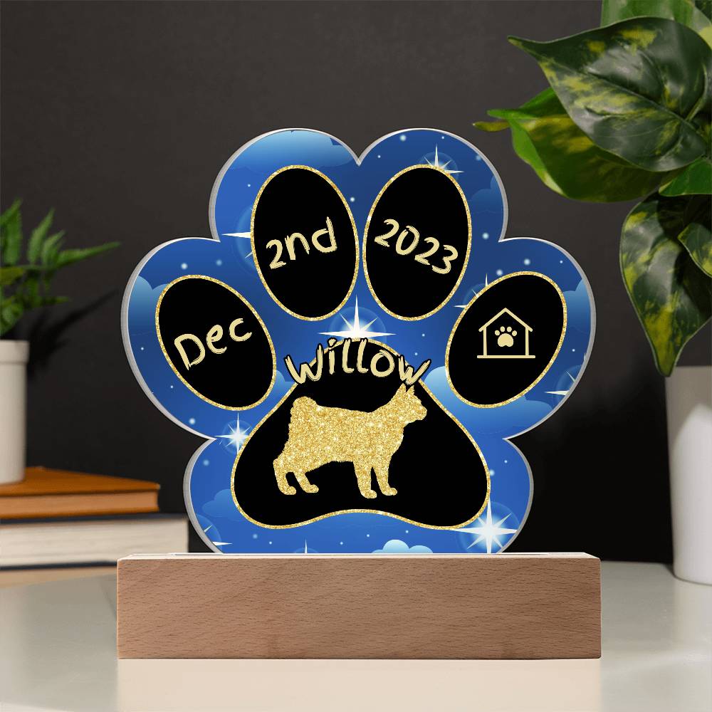 American Bobtail Cat Gotcha Day Plaque - Personalized 7" LED Acrylic Paw Print Gift for Cat Owners