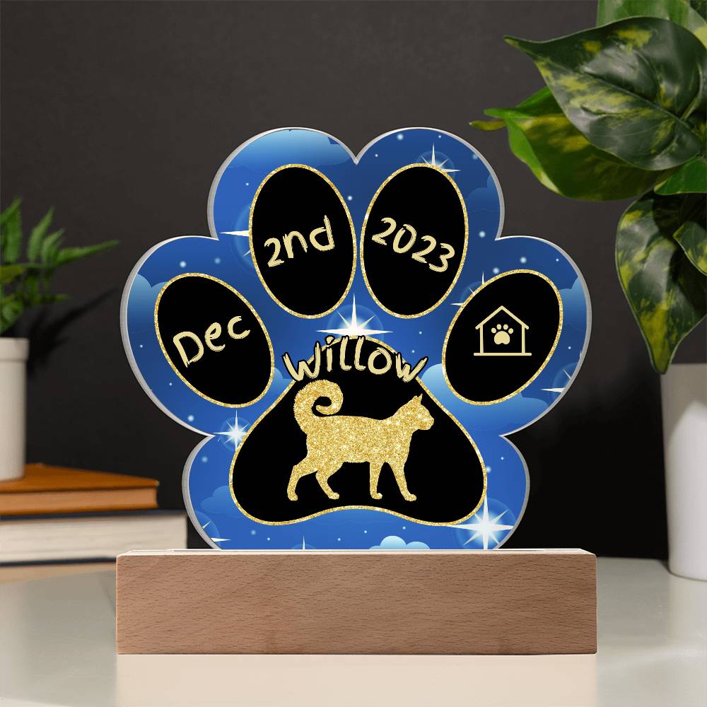 American Ringtail Cat Gotcha Day Plaque - Personalized 7" LED Acrylic Paw Print Gift for Cat Moms