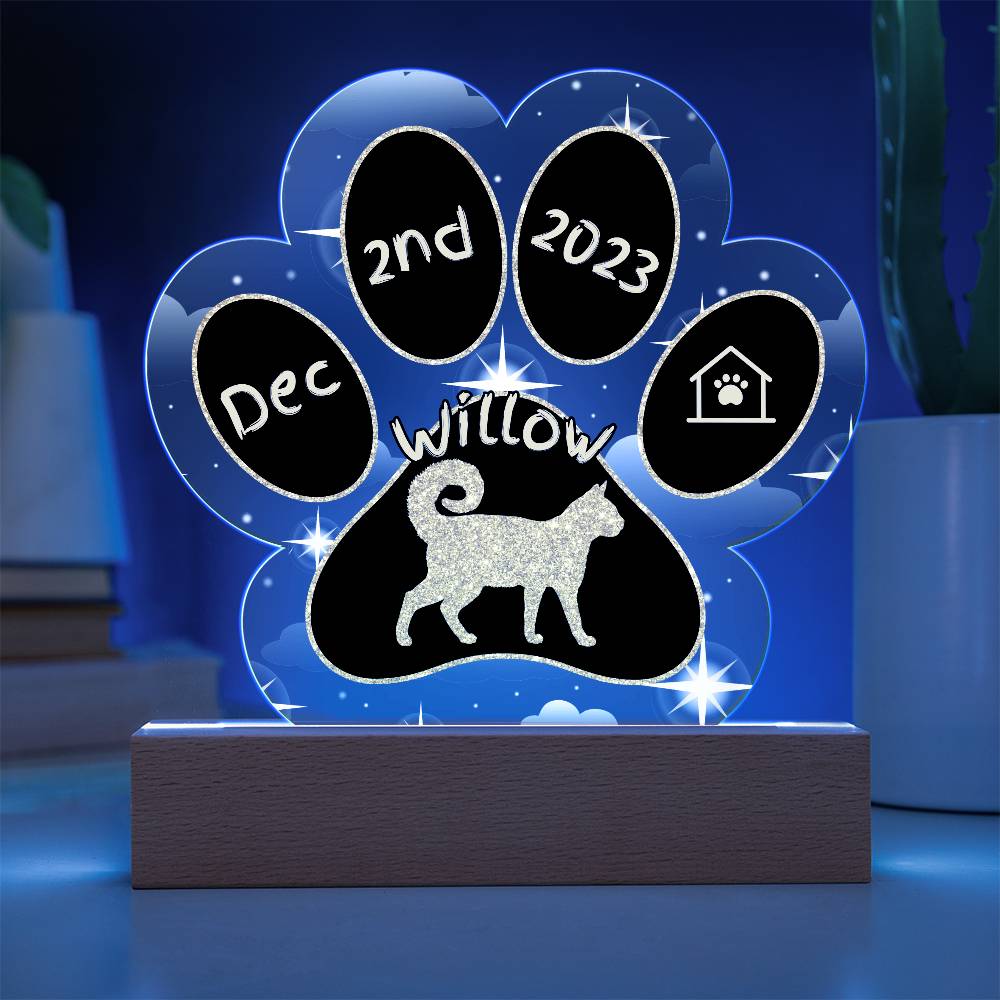 American Ringtail Cat Gotcha Day Plaque - Personalized 7" LED Acrylic Paw Print Gift for Cat Moms