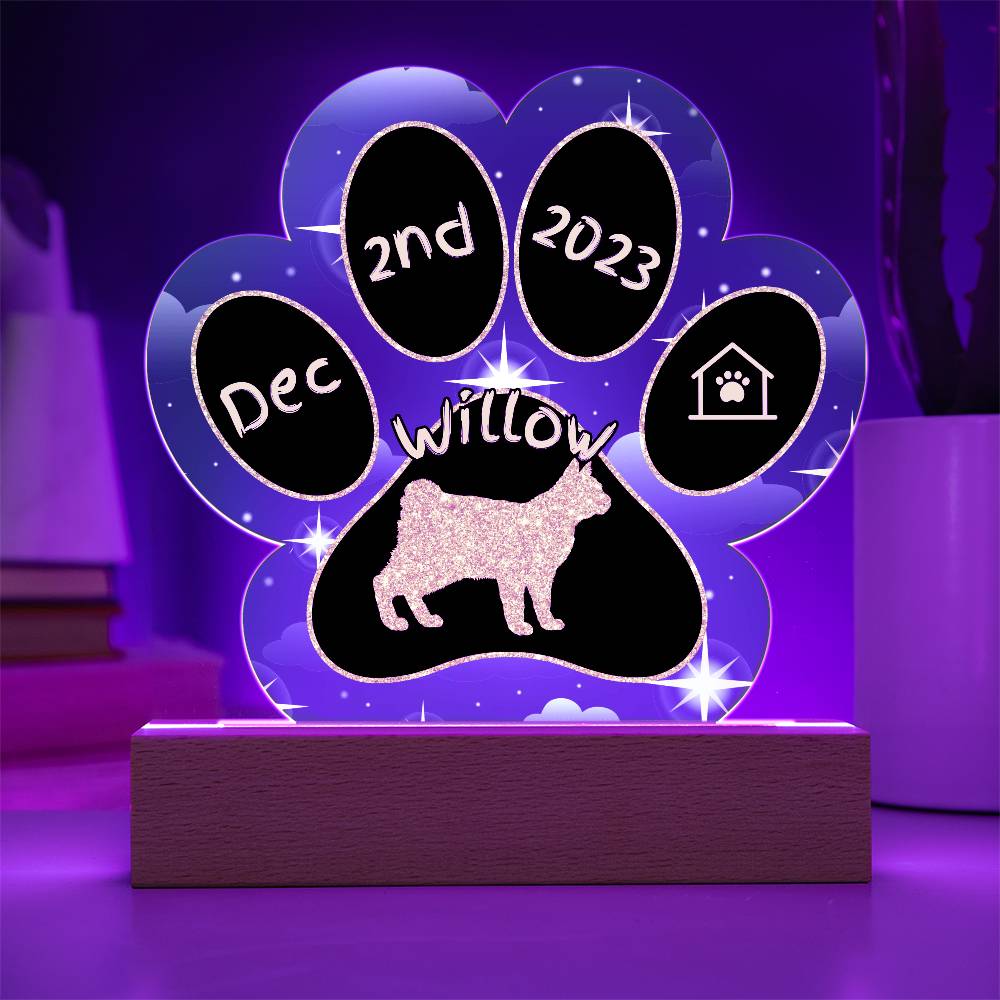 American Bobtail Cat Gotcha Day Plaque - Personalized 7" LED Acrylic Paw Print Gift for Cat Owners