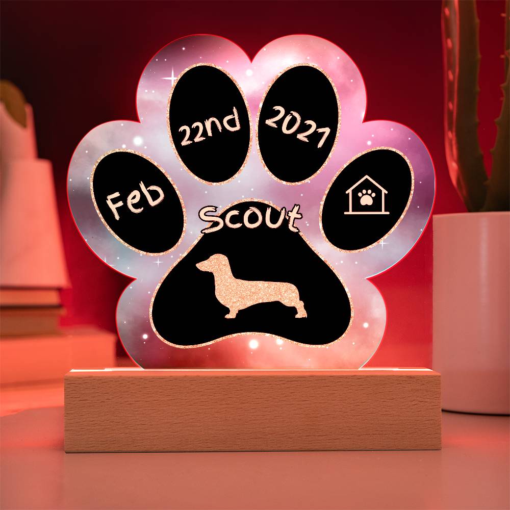 Dachshund Gotcha Day plaque - personalized 7" acrylic dog name keepsake