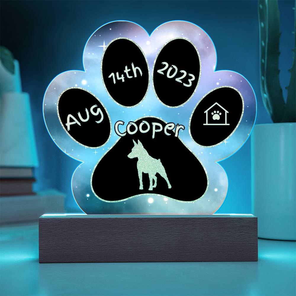 Miniature Pinscher Gotcha Day plaque - personalized 7" acrylic dog sign