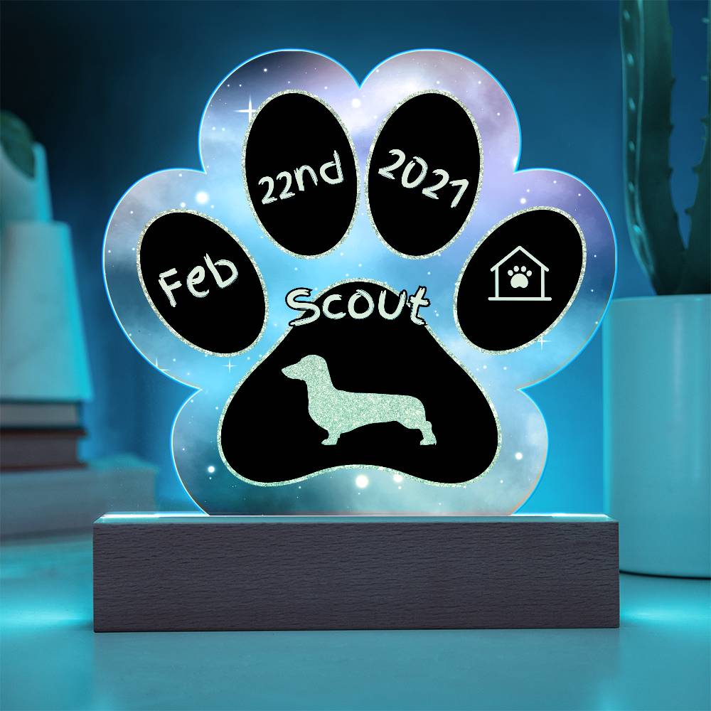 Dachshund Gotcha Day plaque - personalized 7" acrylic dog name keepsake