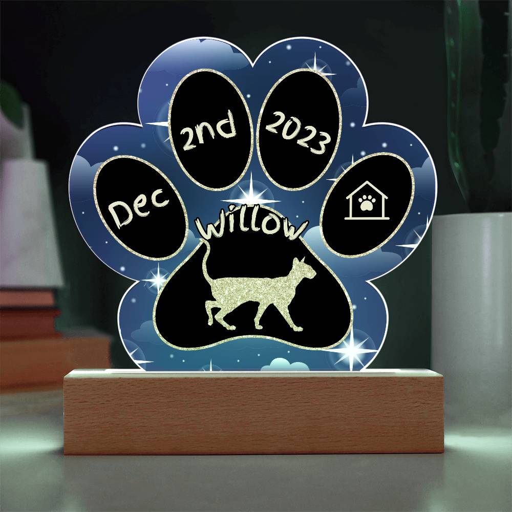 7" Acrylic Paw Print Plaque - Colorpoint Shorthair Cat Personalized Gotcha Day Gift