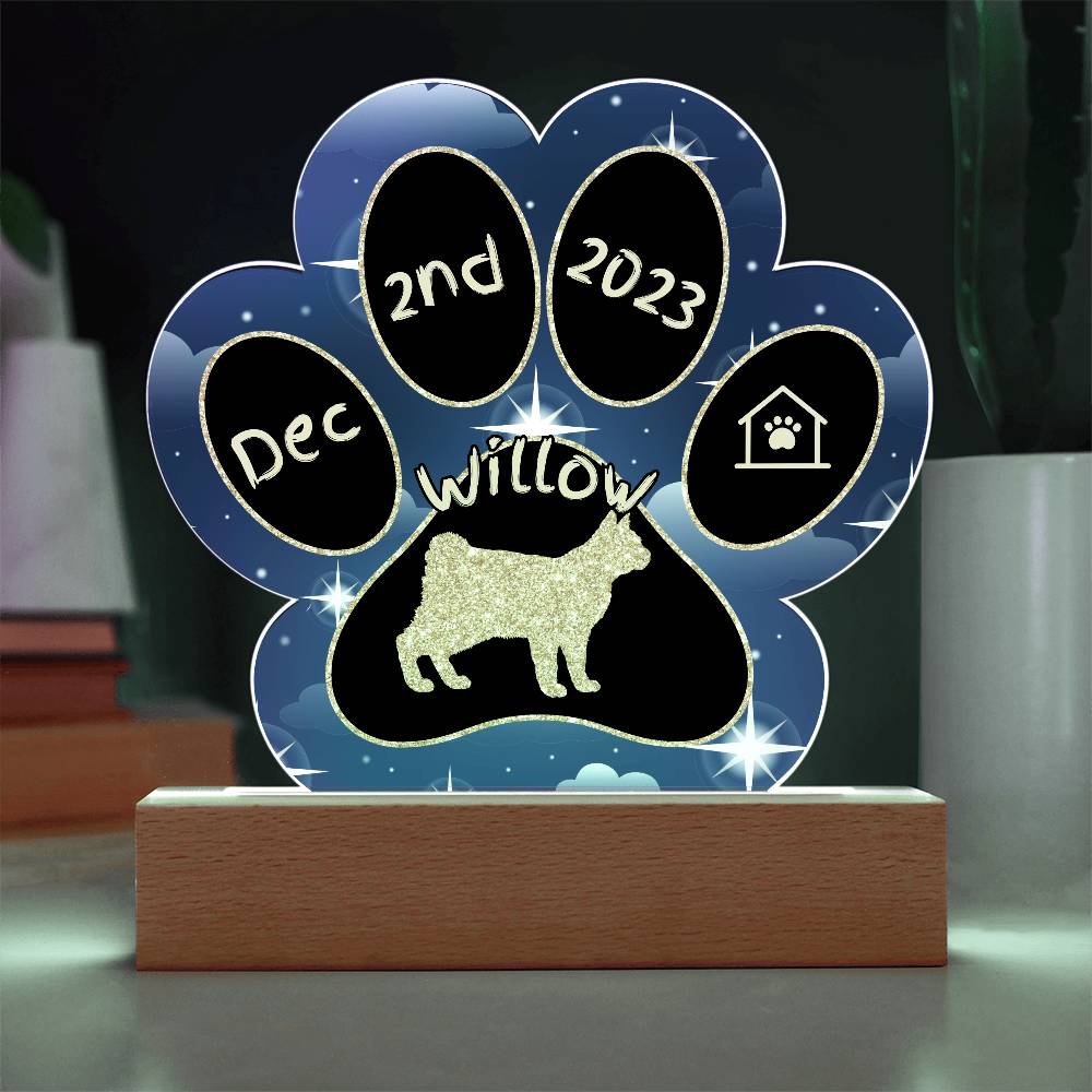 American Bobtail Cat Gotcha Day Plaque - Personalized 7" LED Acrylic Paw Print Gift for Cat Owners