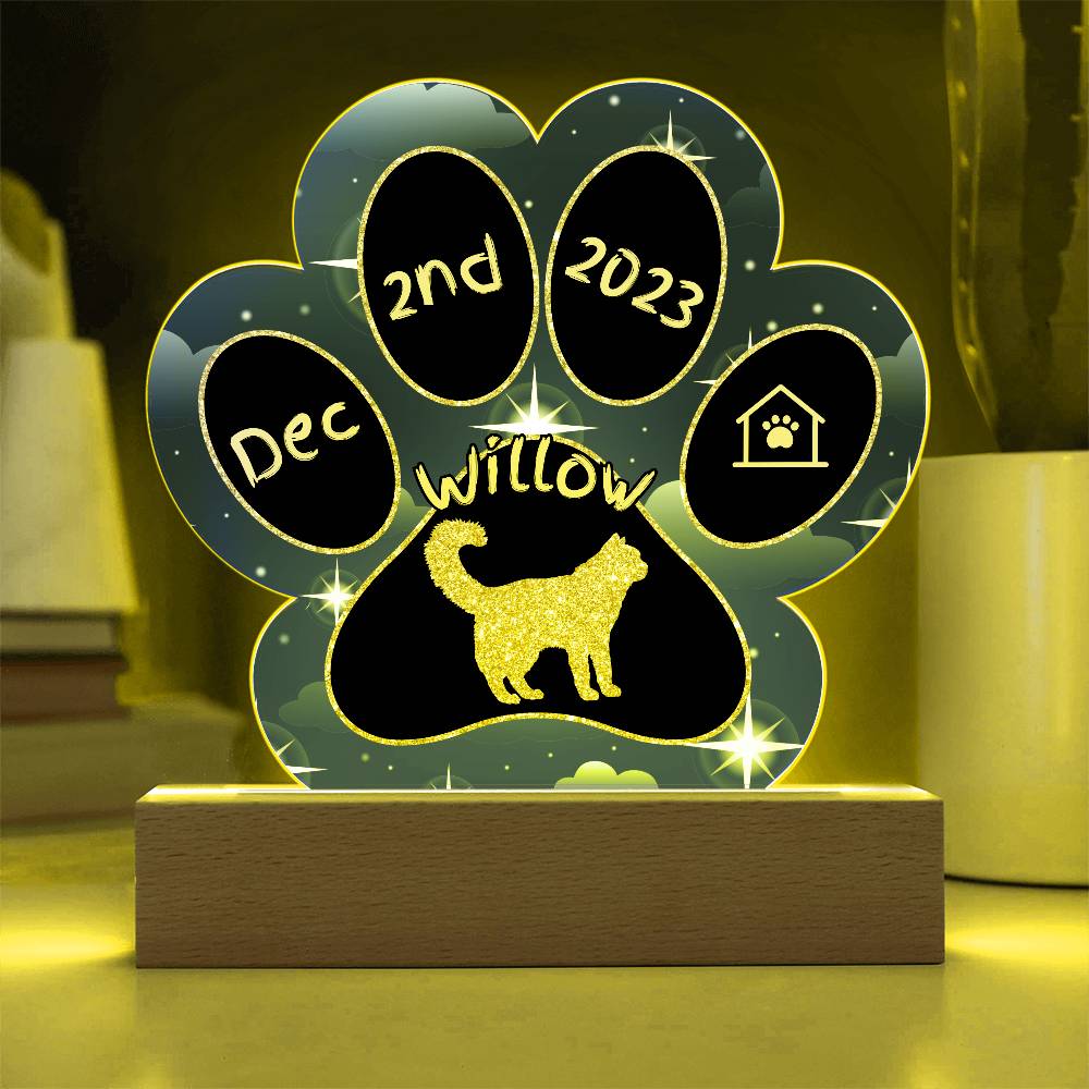 Van cat personalized 7 inch acrylic Gotcha Day paw print plaque