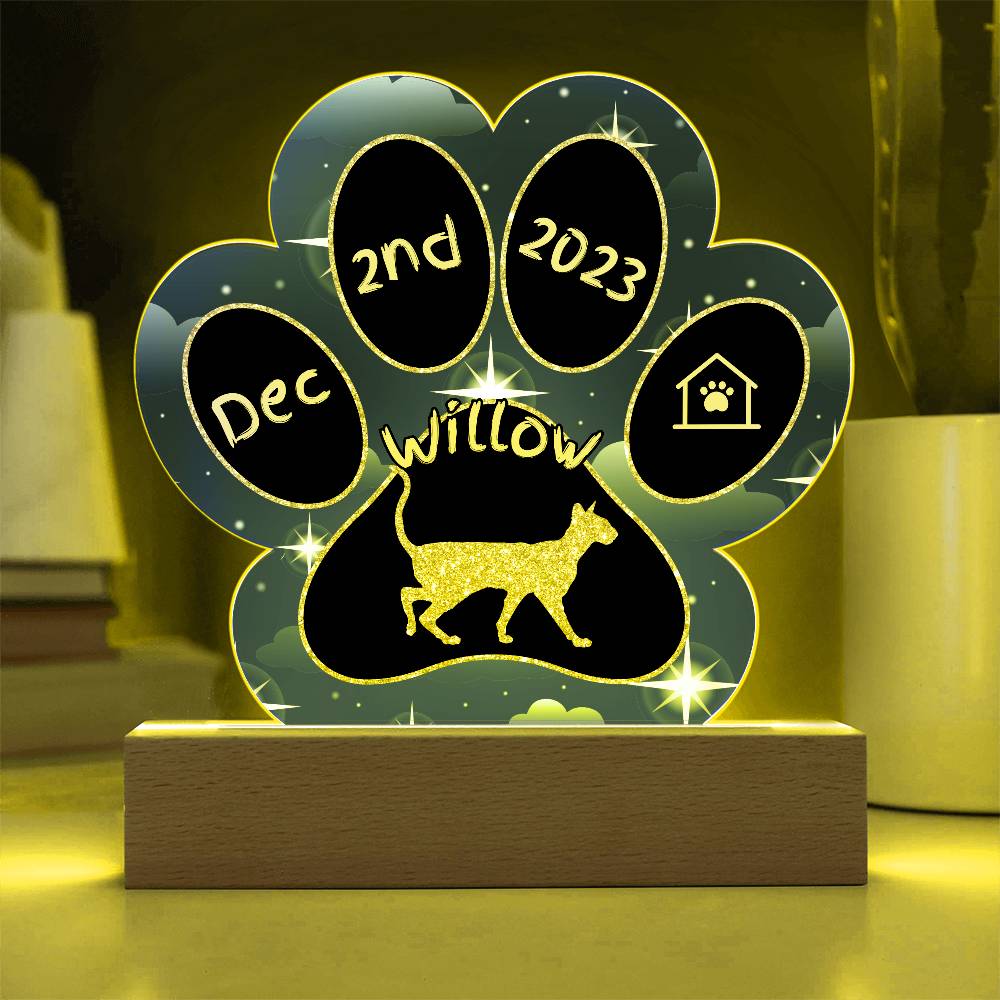 7" Acrylic Paw Print Plaque - Colorpoint Shorthair Cat Personalized Gotcha Day Gift