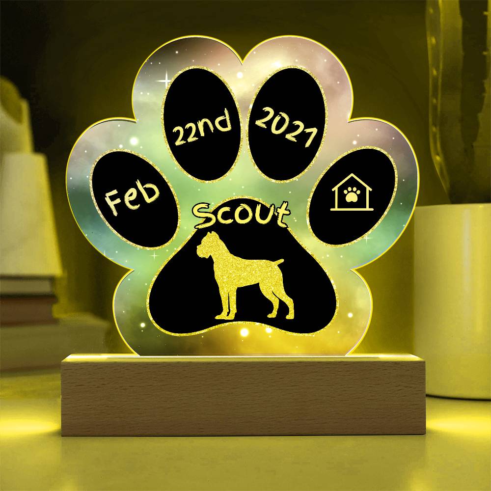 Cane Corso personalized Gotcha Day acrylic dog plaque - 7" paw print gift
