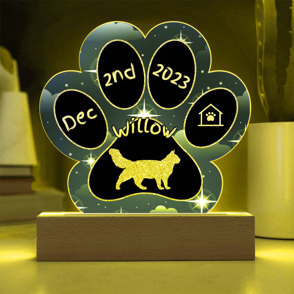 Turkish Van cat 7 inch Gotcha Day plaque with custom paw print acrylic