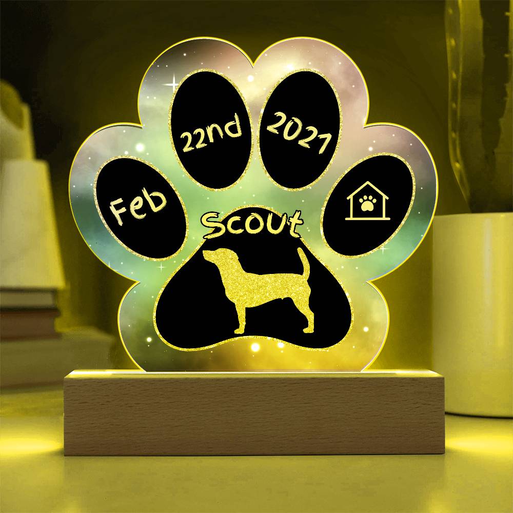 Jack Russell personalized Gotcha Day acrylic dog plaque - 7" paw print keepsake