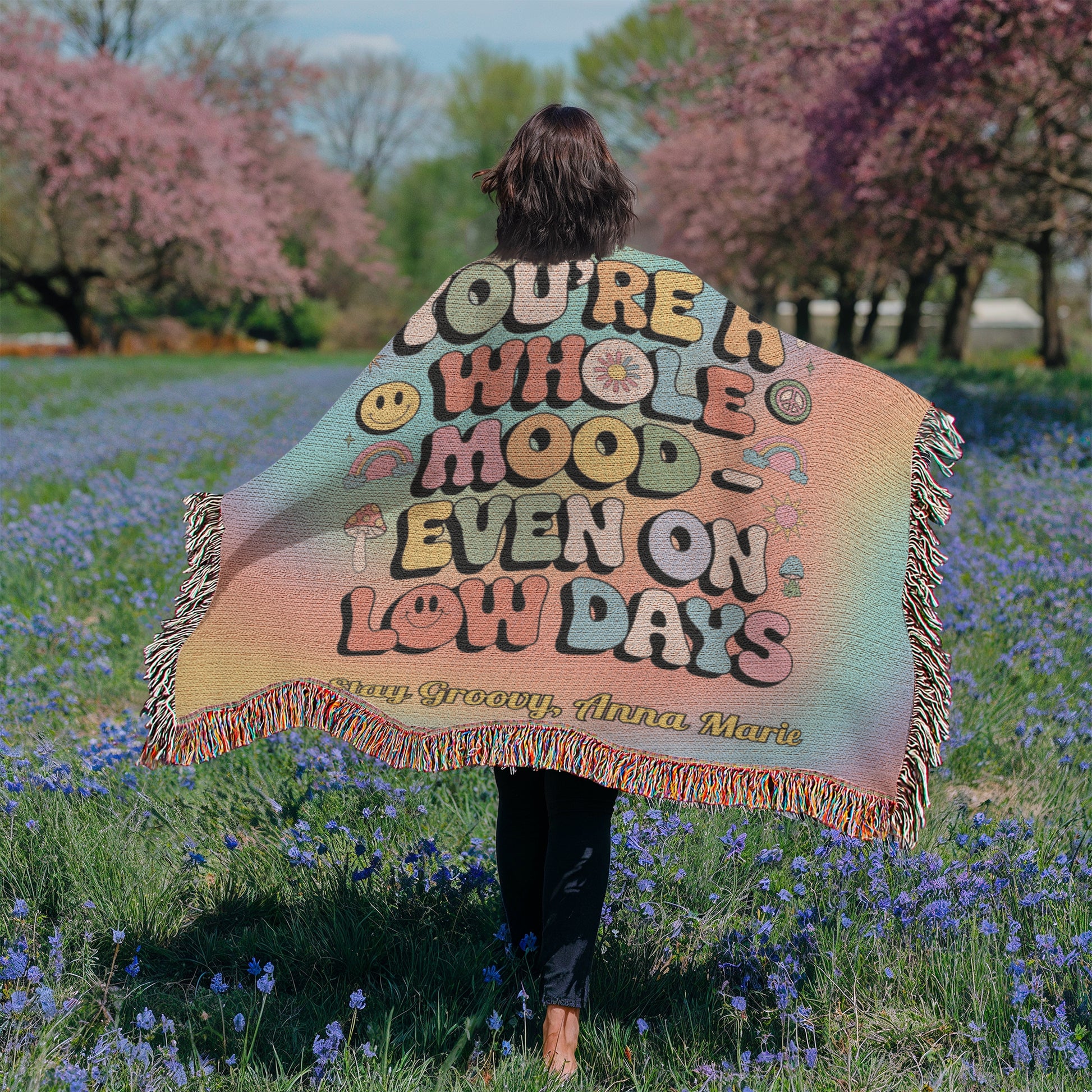 You’re a Whole Mood Even on Low Days Woven Blanket, Personalized Mental Health Throw - MySisterIsASurvivor