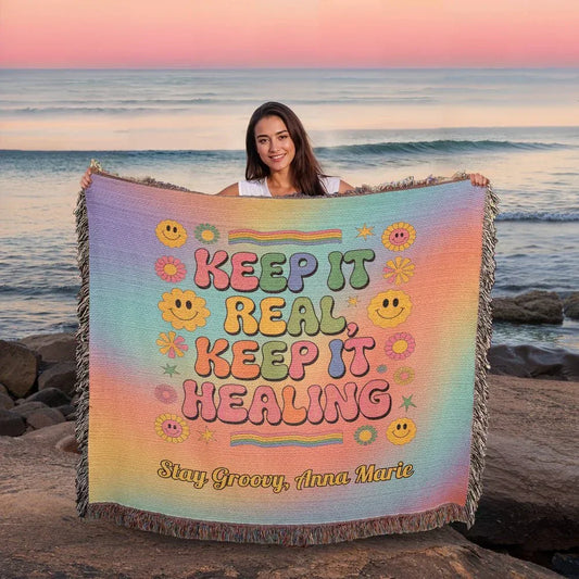 Shop our keep it real heirloom woven blanket featuring the 60" x 50" style option from MySisterIsASurvivor.