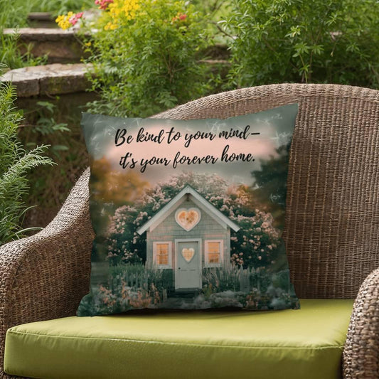 Shop our be kind to your mind self care pillow featuring the 18" x 18" style option from MySisterIsASurvivor.