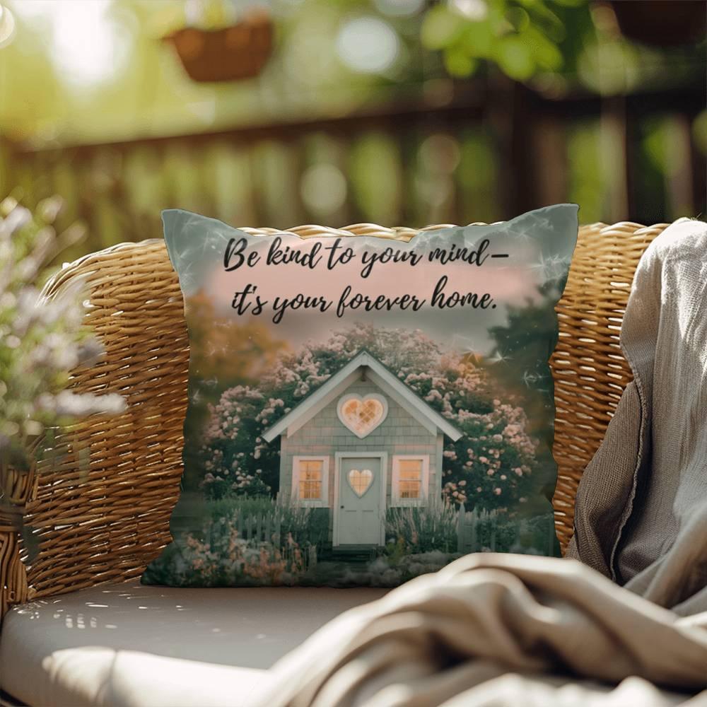 Shop our premium be kind to your mind self care pillow from MySisterIsASurvivor.