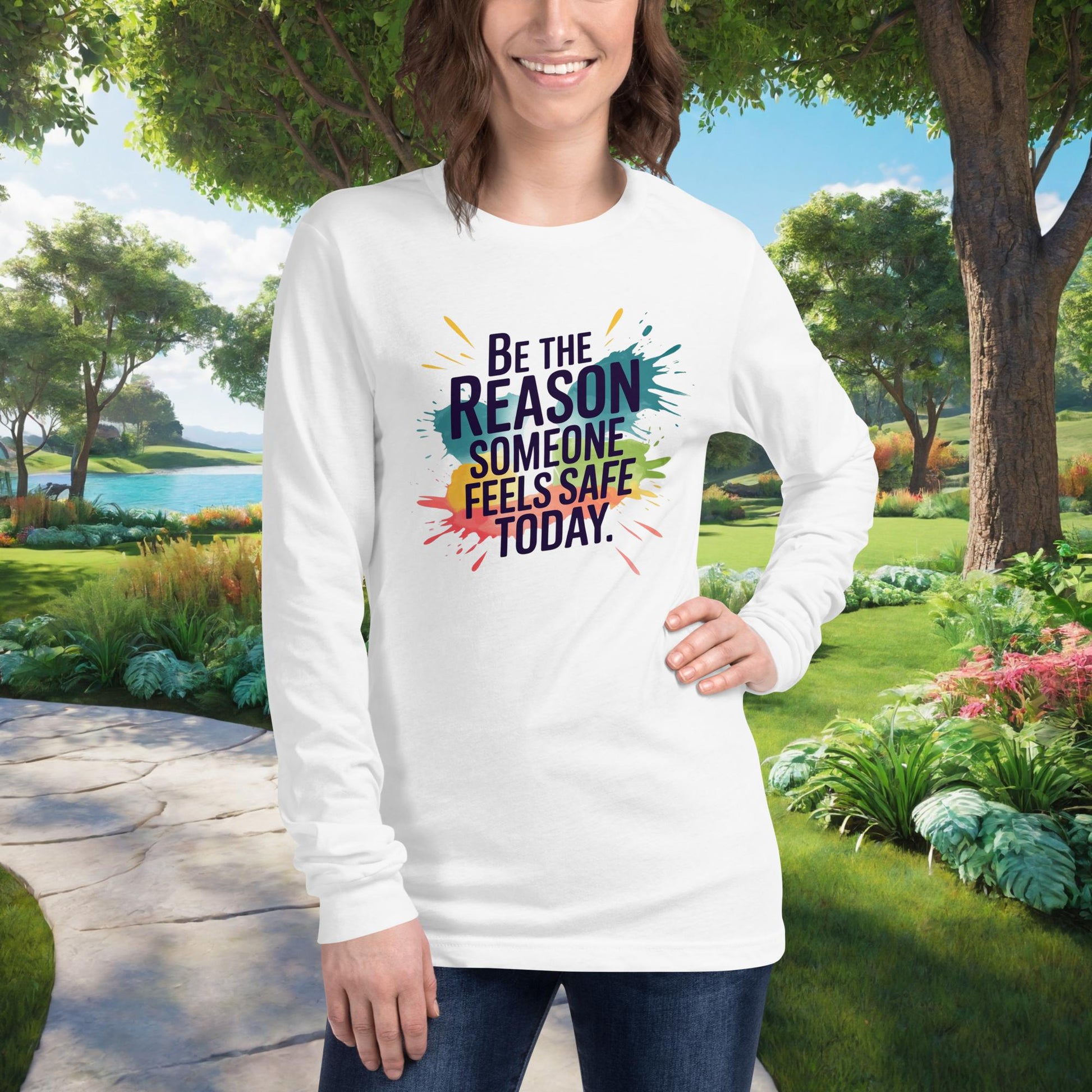 Be The Reason Someone Feels Safe Today on Unisex Long Sleeve T-Shirt, survivor support, advocacy, mental health empowerment