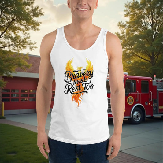 Bravery Isn't Just Battling Flames - Personalized Firefighter Motivation Tank, Support Mental Health Awareness - MySisterIsASurvivor