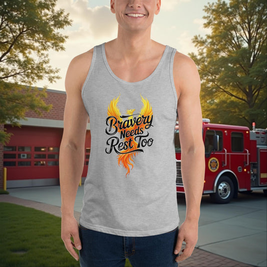 Bravery Isn't Just Battling Flames - Personalized Firefighter Motivation Tank, Support Mental Health Awareness - MySisterIsASurvivor