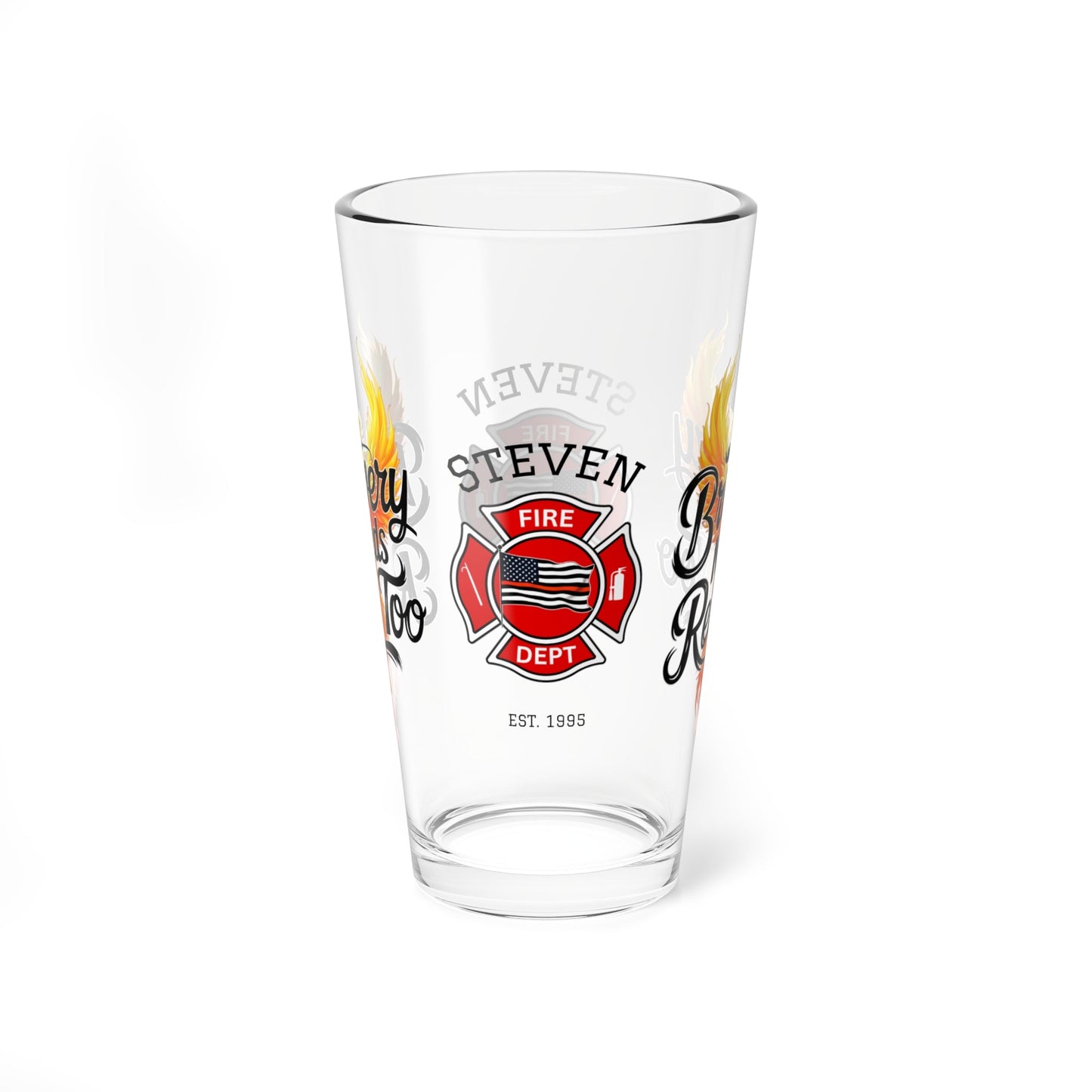 Bravery Needs Rest Too pint glass encouraging firefighters to recover, recharge, and care for their mental health. - MySisterIsASurvivor