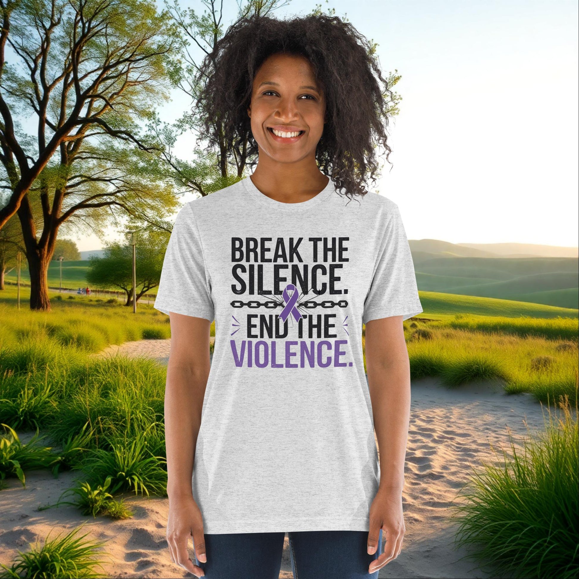 Break the Silence, End the Violence on Unisex Tri-Blend T-Shirt, domestic abuse awareness, survivor support tee