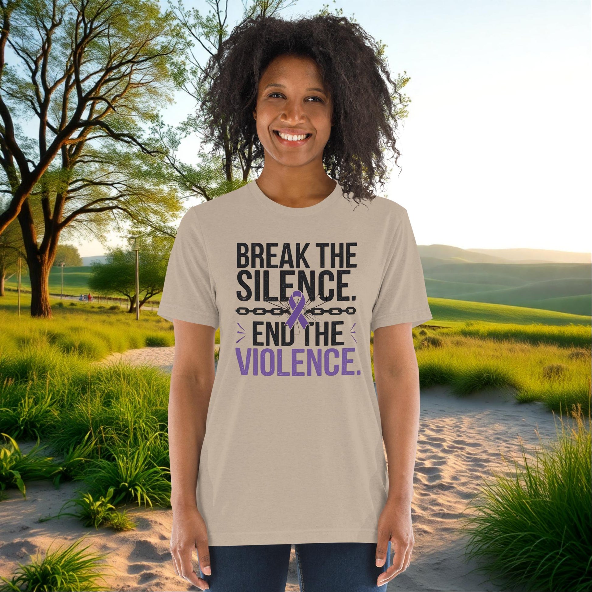 Break the Silence, End the Violence on Unisex Tri-Blend T-Shirt, domestic abuse awareness, survivor support tee