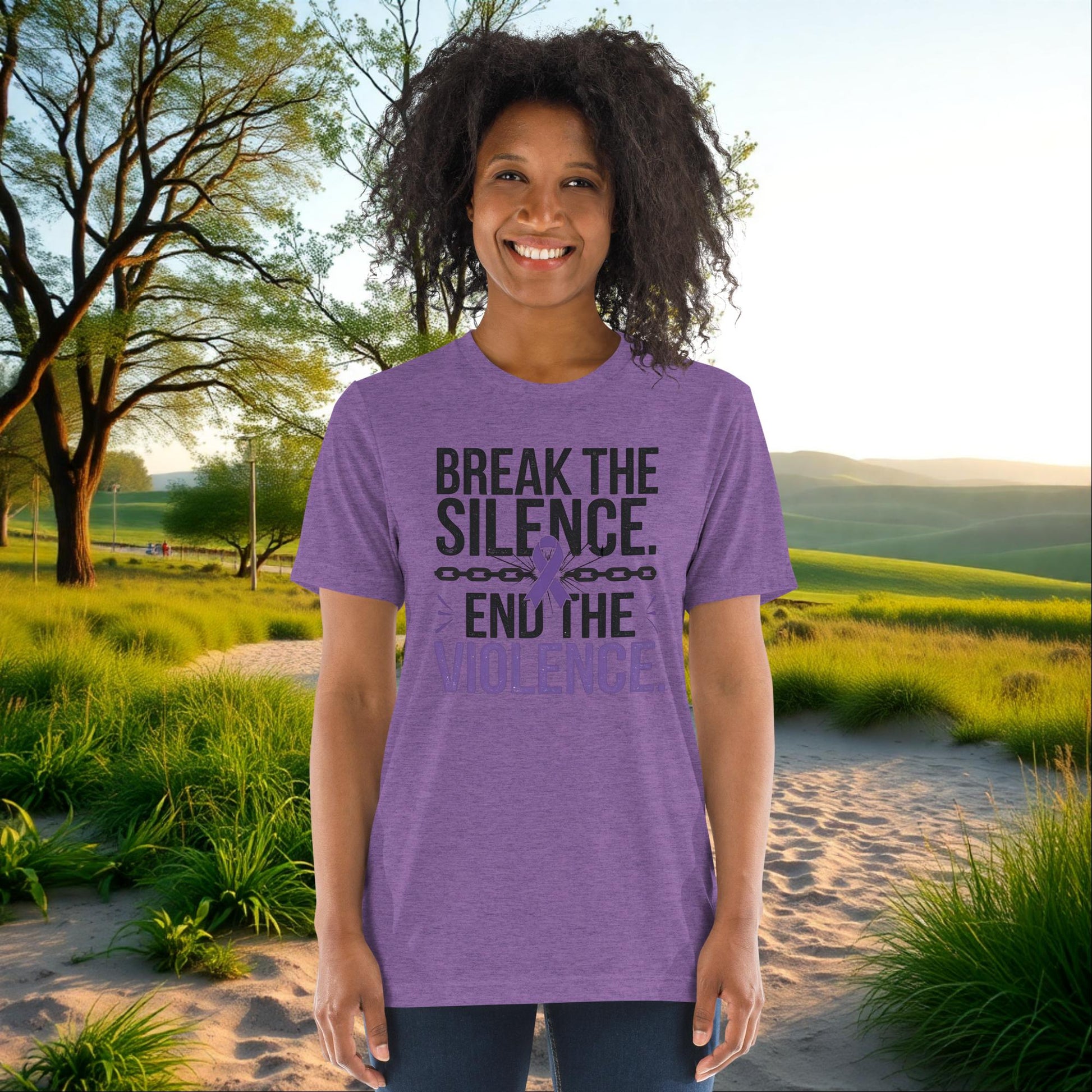 Break the Silence, End the Violence on Unisex Tri-Blend T-Shirt, domestic abuse awareness, survivor support tee