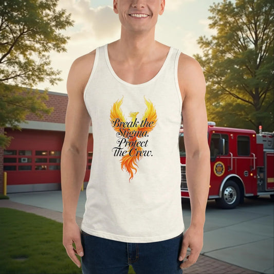 Break The Stigma - Personalized Firefighter PTSD Recovery Tank, Mental Health Awareness Support Shirt - MySisterIsASurvivor