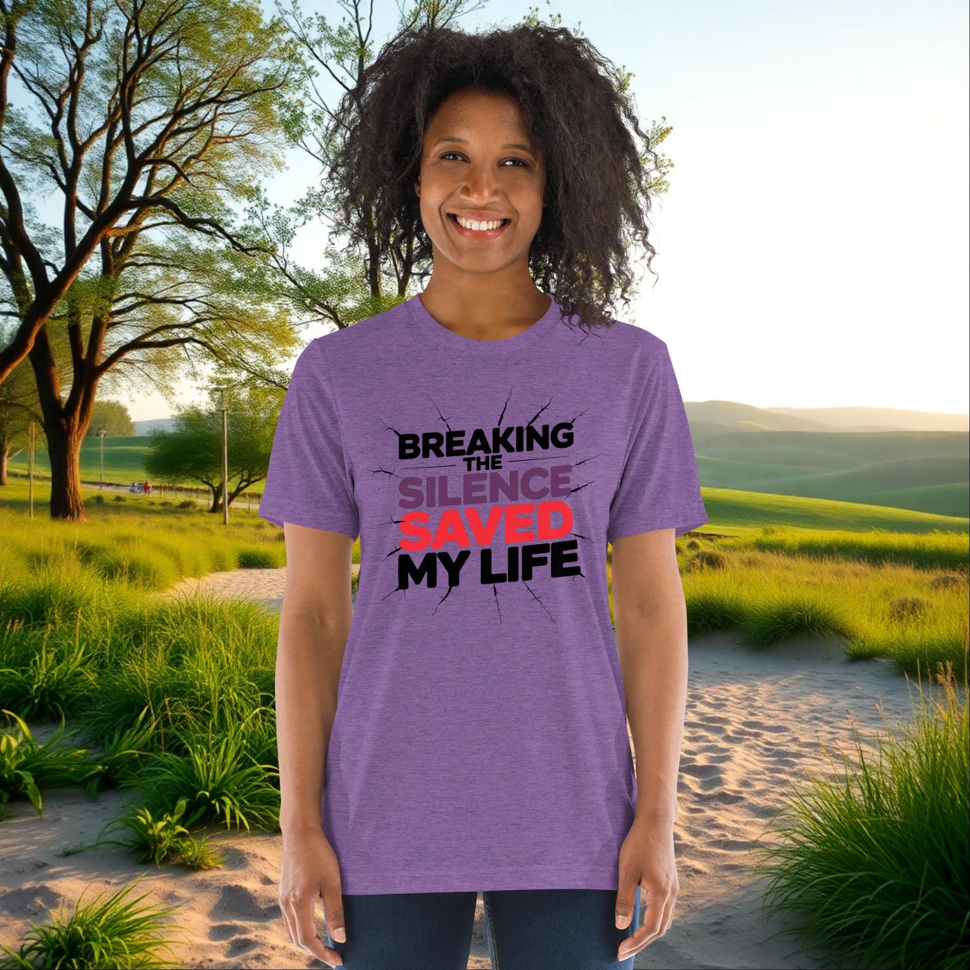 Breaking the Silence Saved My Life on Unisex Tri-Blend T-Shirt, survivor strength, empowerment, awareness shirt