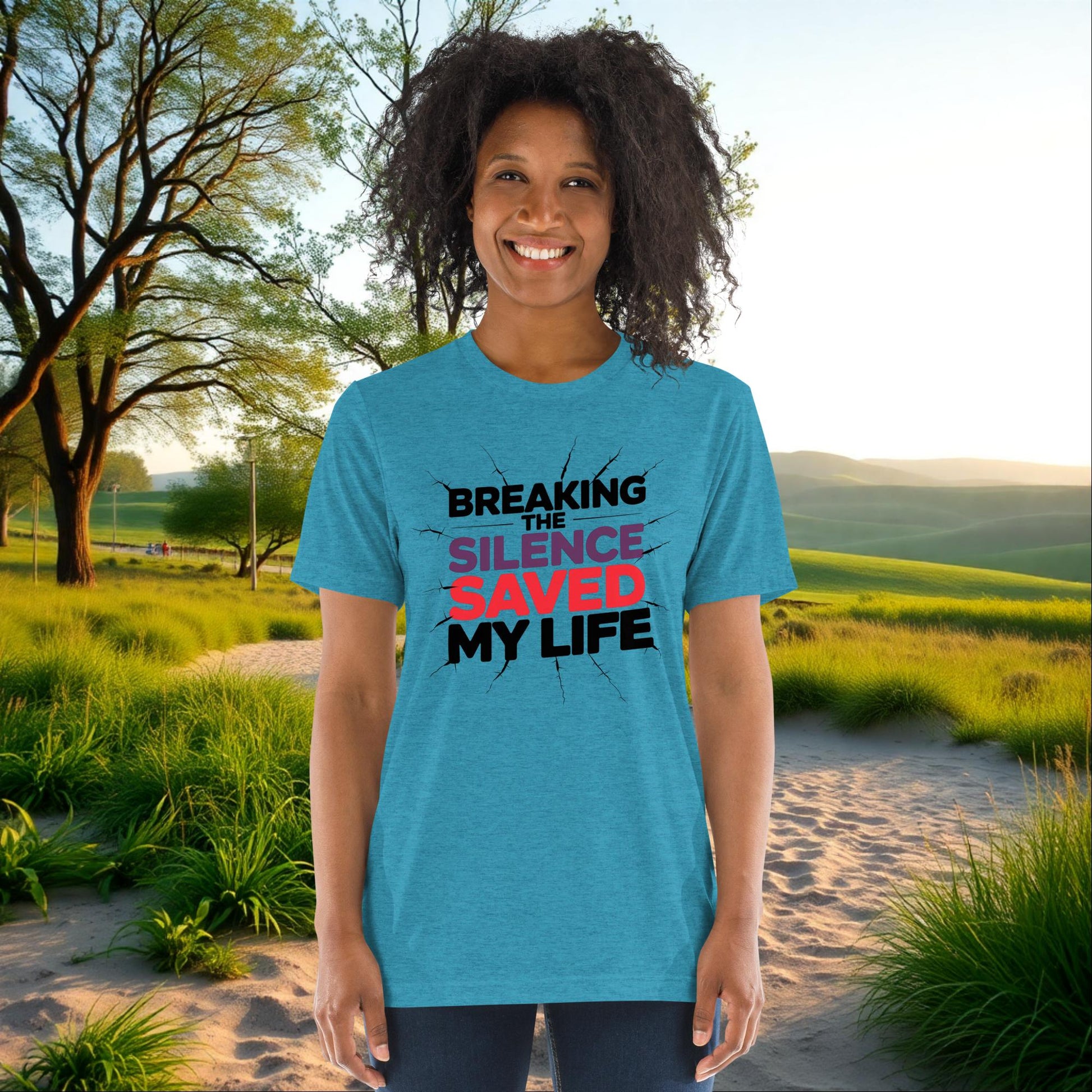 Breaking the Silence Saved My Life on Unisex Tri-Blend T-Shirt, survivor strength, empowerment, awareness shirt