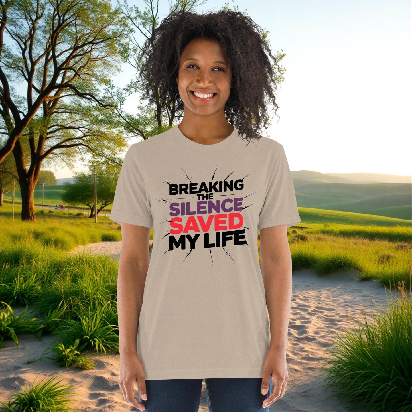 Breaking the Silence Saved My Life on Unisex Tri-Blend T-Shirt, survivor strength, empowerment, awareness shirt