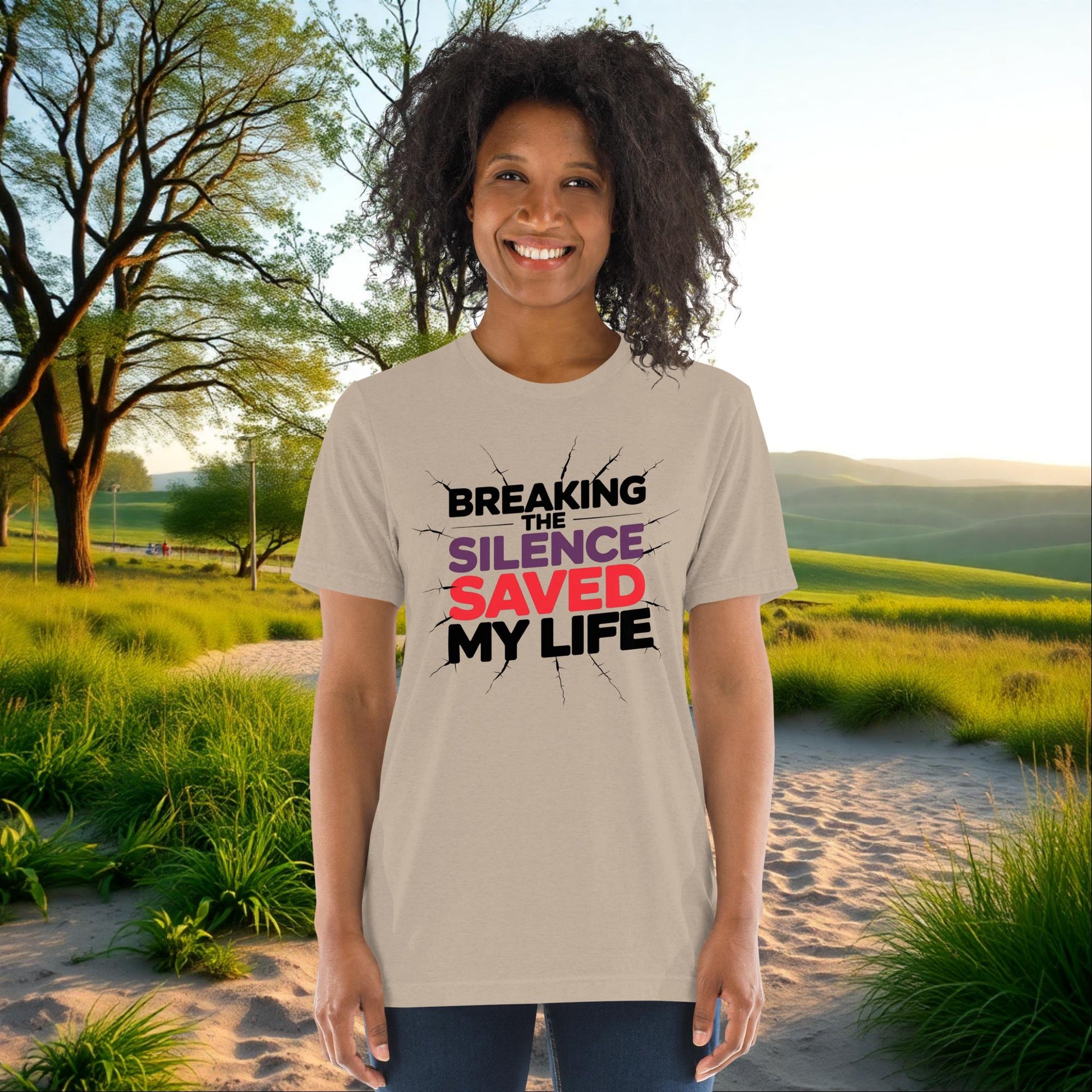 Breaking the Silence Saved My Life on Unisex Tri-Blend T-Shirt, survivor strength, empowerment, awareness shirt