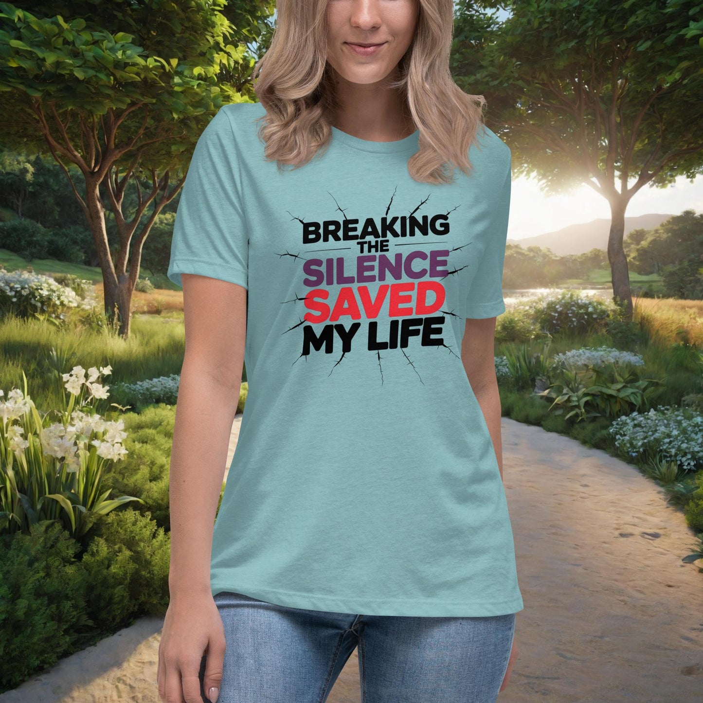 Breaking The Silence Saved My Life Women's Relaxed T-Shirt, Personalized Empowerment Shirt for Abuse & PTSD Survivors - MySisterIsASurvivor