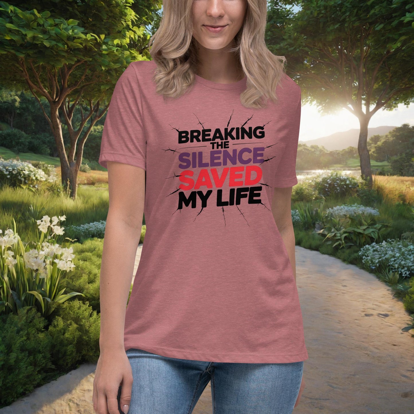 Breaking The Silence Saved My Life Women's Relaxed T-Shirt, Personalized Empowerment Shirt for Abuse & PTSD Survivors - MySisterIsASurvivor