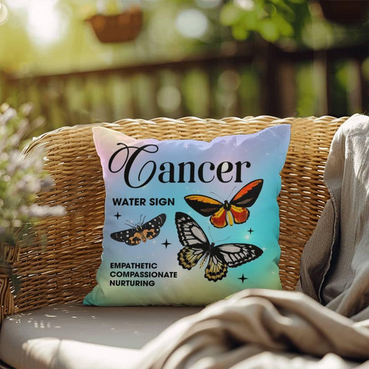 Shop our cancer butterfly indoor outdoor pillow featuring the 18" x 18" style option from MySisterIsASurvivor.