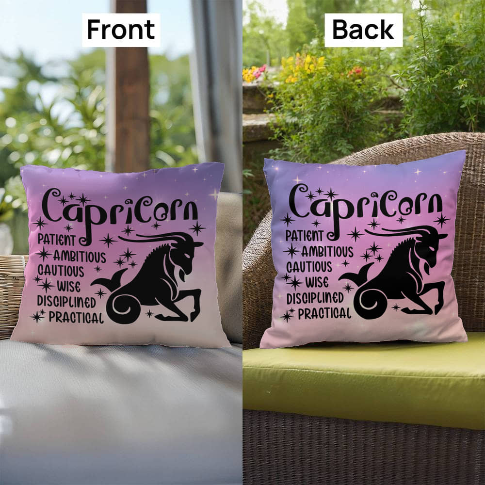 Capricorn zodiac pillow with earthy tones and spiritual astrology vibes