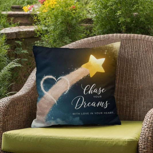 Shop our chase your dreams with self care pillow featuring the 18" x 18" style option from MySisterIsASurvivor.