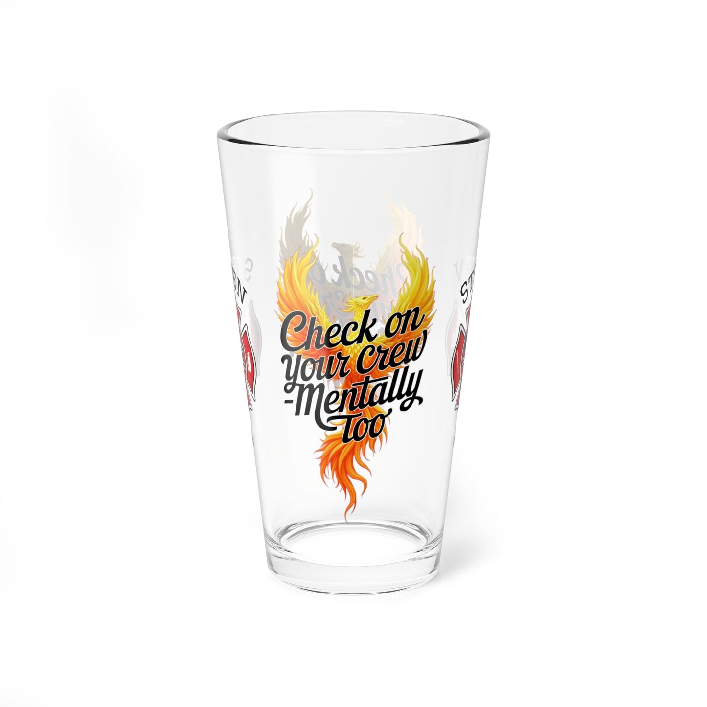 Check on your crew mentally too – firefighter support pint glass promoting peer support and wellness. - MySisterIsASurvivor