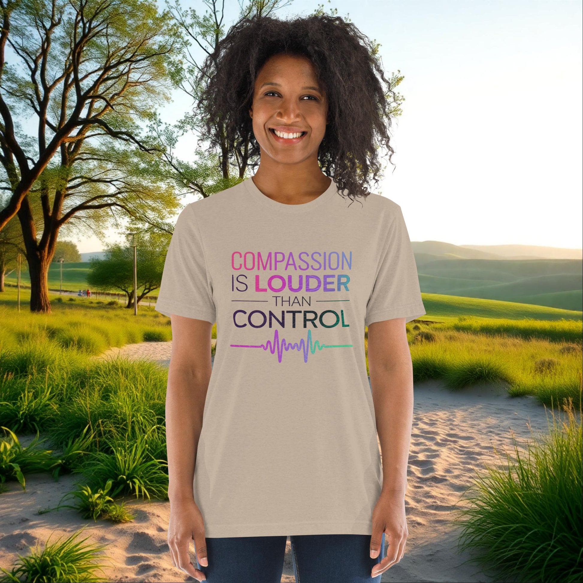 Compassion Is Louder Than Control on Unisex Tri-Blend T-Shirt, empowerment, survivor support, awareness tee