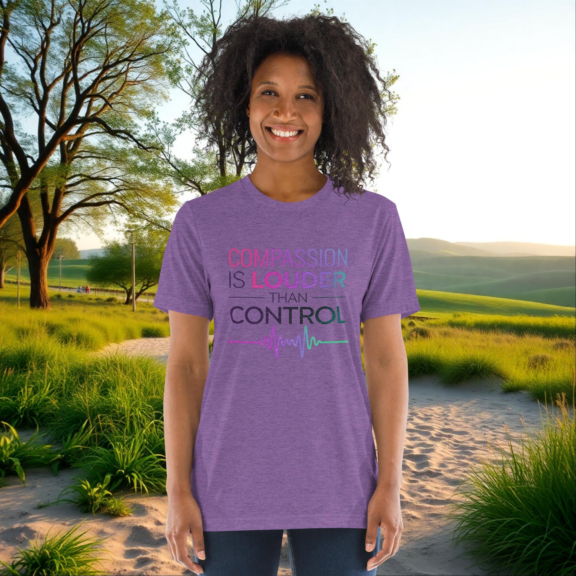 Compassion Is Louder Than Control on Unisex Tri-Blend T-Shirt, empowerment, survivor support, awareness tee